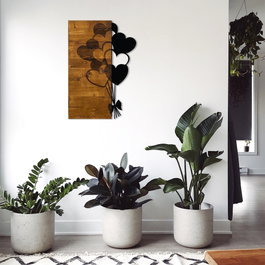 Wallity Love Metal Escultura de pared en Nogal y Negro